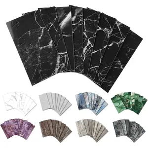 32-Piece Peel and Stick Backsplash Wall Tile, 4"x 8" PVC Glossy Black Marble Stick on Subway Tiles for,, Laundry Room,, Fireplace