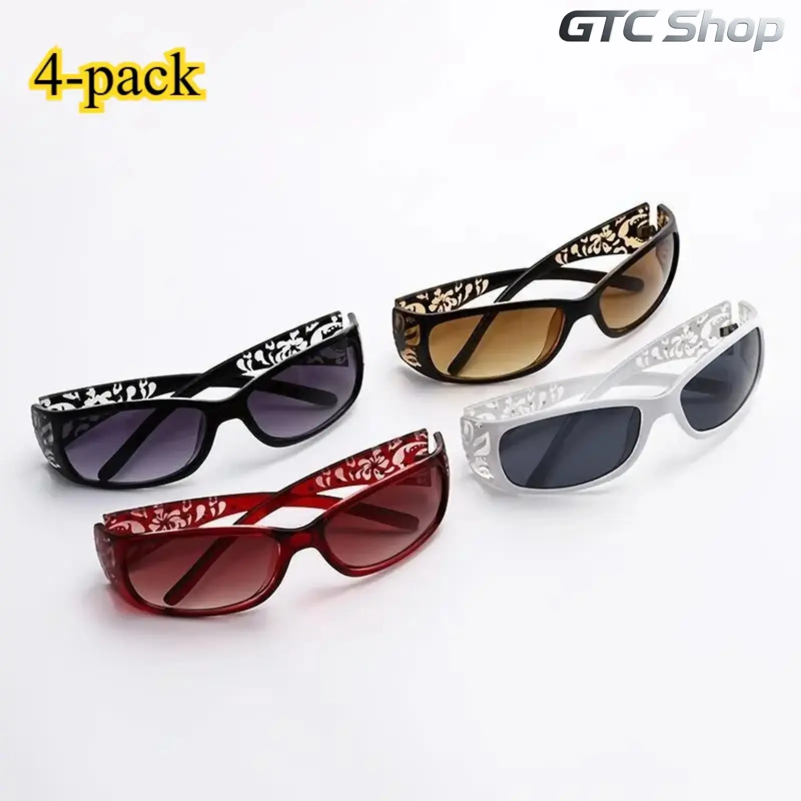 Women's 4-Pack Vintage UV400 Sunglasses, Rhinestone-Embellished Retro Glam Tinted Lens, Durable PC Frame – Stylish Accessories for Daily Outfits, Party Occasions, Sunglasses For Women, Accessories For Women