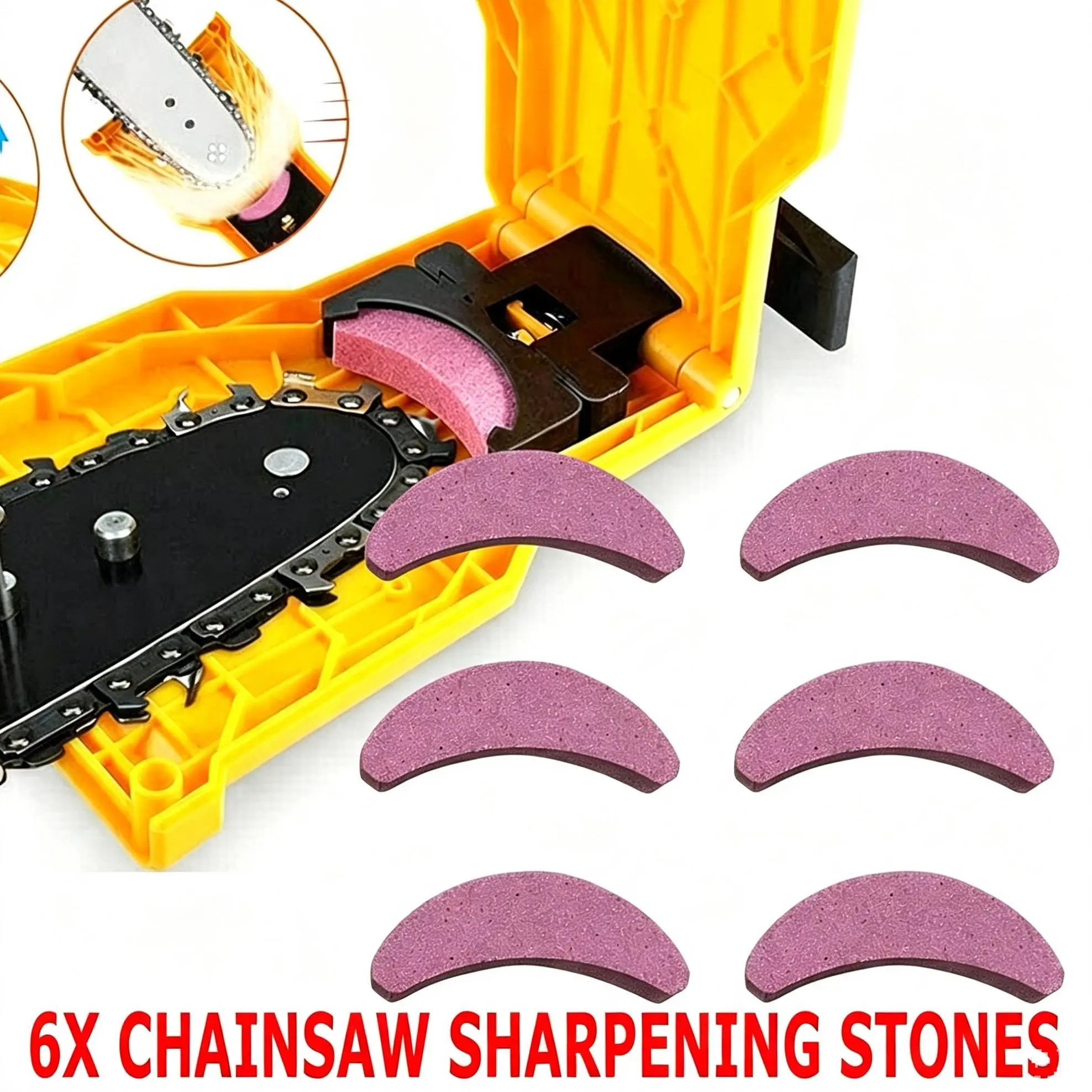ABS Plastic All-in-1 Chainsaw Sharpening Tool Kit - Universal Fit Bar-Mounted Sharpener with Elastic Base, 5 Whetstones, Angle Precision for 14-20 in Single/Double Hole Chainsaw Blades, Ideal for Outdoor Work, Chainsaw Blade
