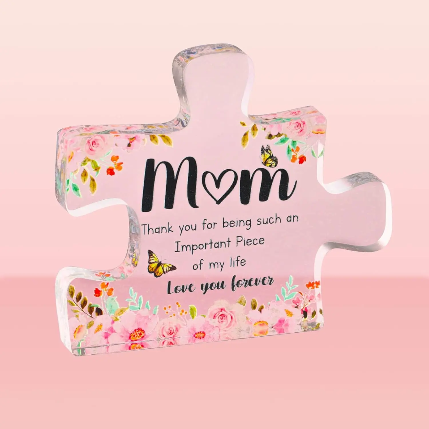 Gifts for Mom,  Mothers Day Gifts from Daughter Son, Engraved Butterfly-shaped Acrlic Keepsake Presents 3.9X3.3 inch-Heartwarming Mom Birthday , Christmas, Thanksgiving (red)