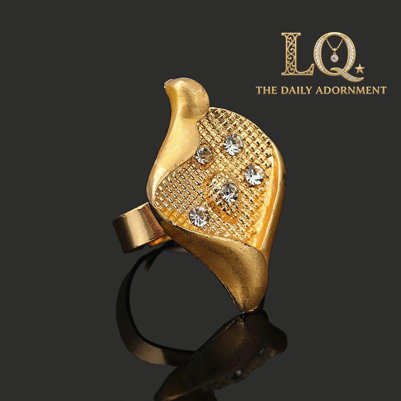 LQ 4-Piece Gold Butterfly Crystal Jewelry Set - Twisted Mesh Statement Necklace, Bracelet, Earrings & Ring - 18K Gold Plated Floral Gift for Weddings & Mother's Day