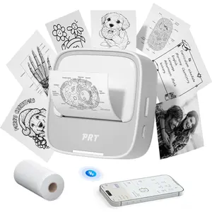 Sticker Printer, Mini Thermal Printer Bluetooth Portable Sticker Maker with 1 Roll Paper, Print Pod, for Study Notes, Pictures, Labels, DIY, Multiple Templates For Phones,Tablets