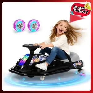 [Live] Sophia & William 24V Electric Wiggle & Drift 2-in-1 Go Kart with Light-Up Rear Wheels, 9.3 MPH Drifting Kids Ride On Car, Ages 3+, with Slow Start, Flashing Wheels, Front Lights, Bluetooth Music, and Safety Harness, Gift for Boys & Girls