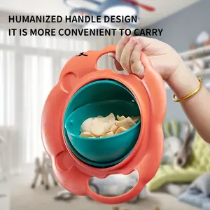 360-Degree Rotating Bowl - Spill-Proof, Heat-Resistant Feeding Plate with Lid and Handle - for Toddlers and - Ideal Christmas or Halloween Gift