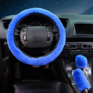 3pcs/Set Fluffy-Thick-Soft Wool Winter Steering Wheel Cover - Cute Car Interior Decoration, Steeringwheelcover, Auto Parts Accessories, Accessories for Car
