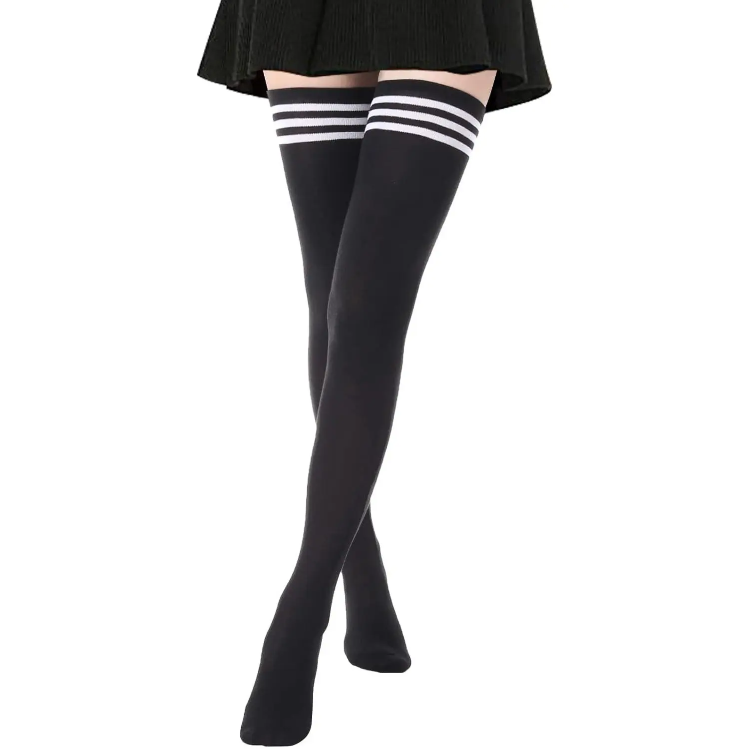 Women's Extra Long Striped Over-Knee Thin High-Thigh Socks for Girls - School, Cosplay, Workout, Preppy Style Stockings, Skinny, Uniform