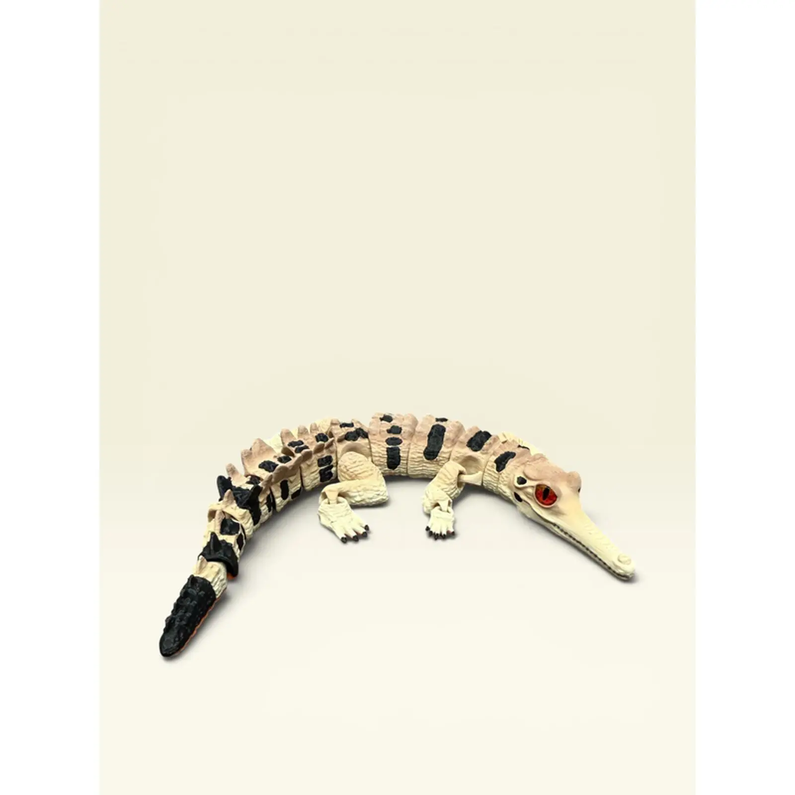 Articulated Gharial Crocodile 3D Printed with Glass Eyes 10 Inch Length Unique Design for Collectors