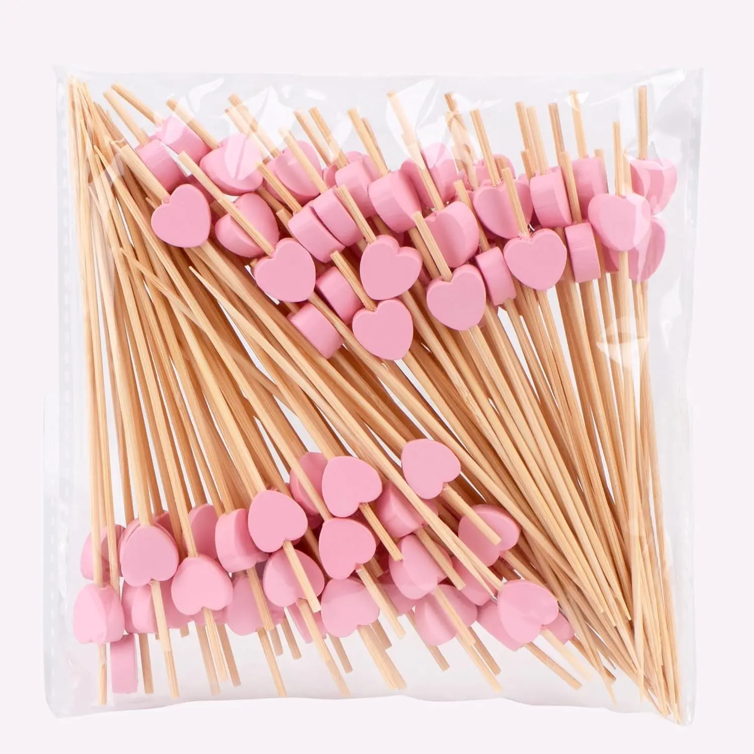 100 count Heart Picks 4.7" Heart Toothpicks Heart Fancy Toothpicks Valentines Skewers Fancy Appetizer for Wedding Birthday Party Decoration (Pink Heart)