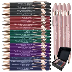 Bible Verse Ballpoint Pen, 24pcs/box Christian Bible Verse Ballpoint Pen, Inspirational Ballpoint Pen, Motivational Pen, Smooth Writing Pen, Colorful Precision Pens, Writing Pen for Office School Student, Pen Set, Ballpen Set, Office Stationery Supplies