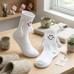 Unisex Mid-Tube Cotton Blend Socks - Holding Hands Design, Comfortable, Breathable, Lightweight, Soft, Novelty Fun Fashion Statement for Gifts, Parties, Casual Everyday Wear1
