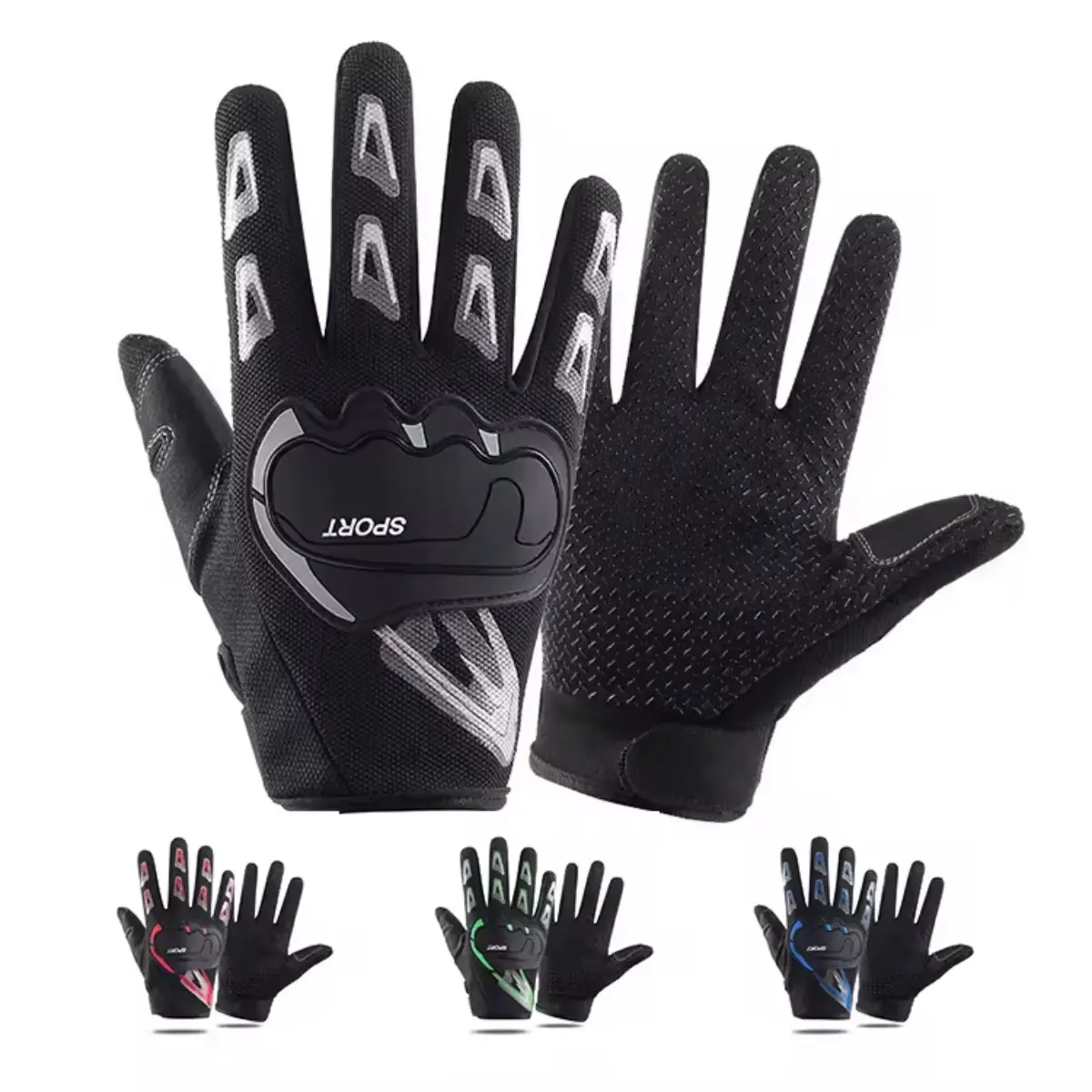 Unisex Full-Finger Gloves for Cycling Fitness Motorcycling Breathable Mesh Non-Slip Shock-Absorbing Touchscreen Compatible