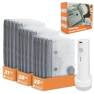 [2026 New Design] 15 Pack Travel Vacuum Storage Bags with Powerful Cordless Electric Pump – Compact Luggage Compression Set for Clothing, Packing Cubes & Travel Essentials