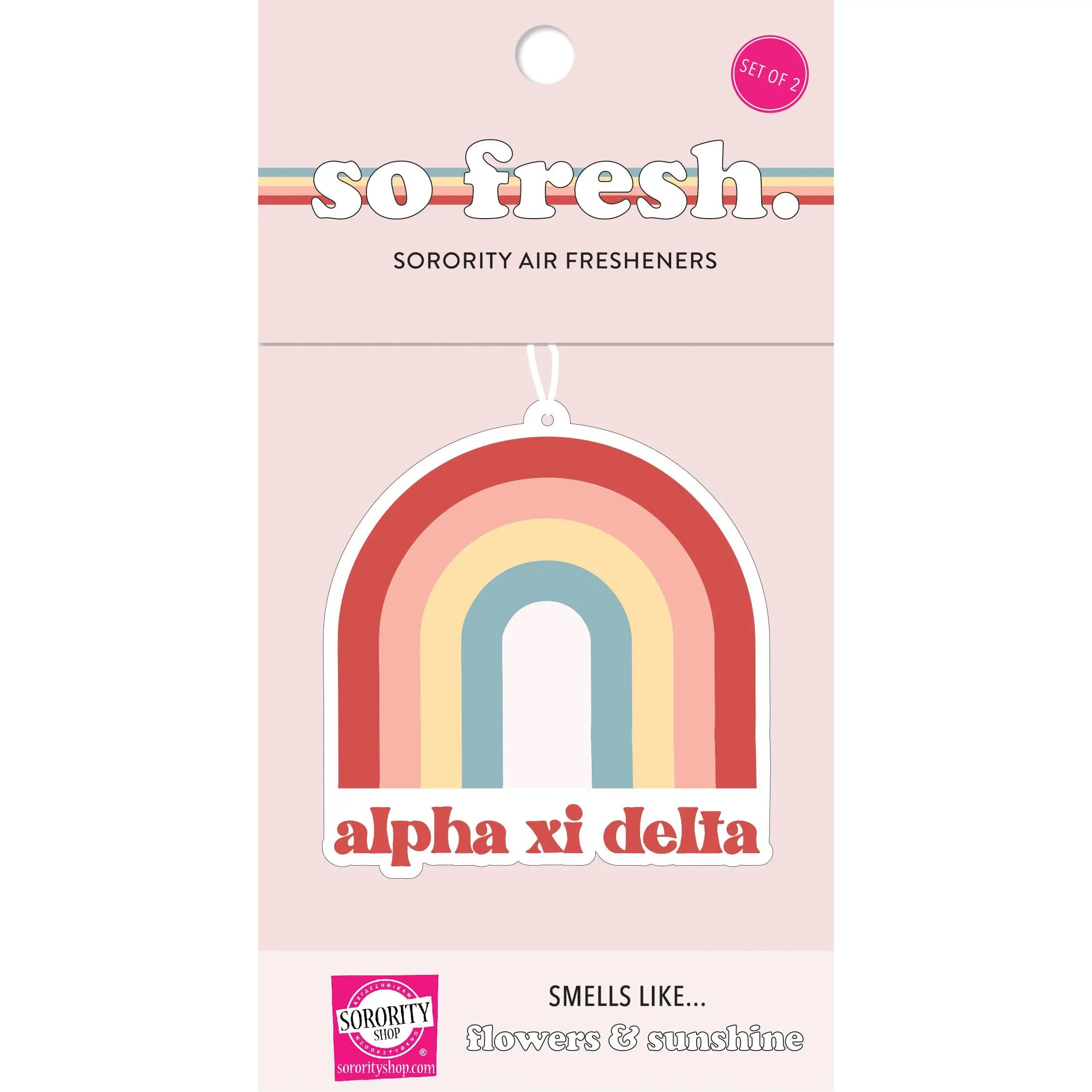 Alpha Xi Delta Rainbow Retro Air Freshener - Flowers & Sunshine Scent