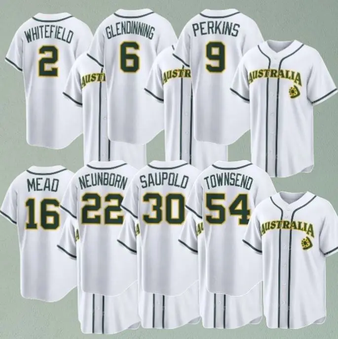 Australia2026 Baseball Jersey#2/6/9/16/22/30/54-World Baseball Classic Uniform Unisex Tee#BaseballJersey #PlayerJersey #WorldBaseball