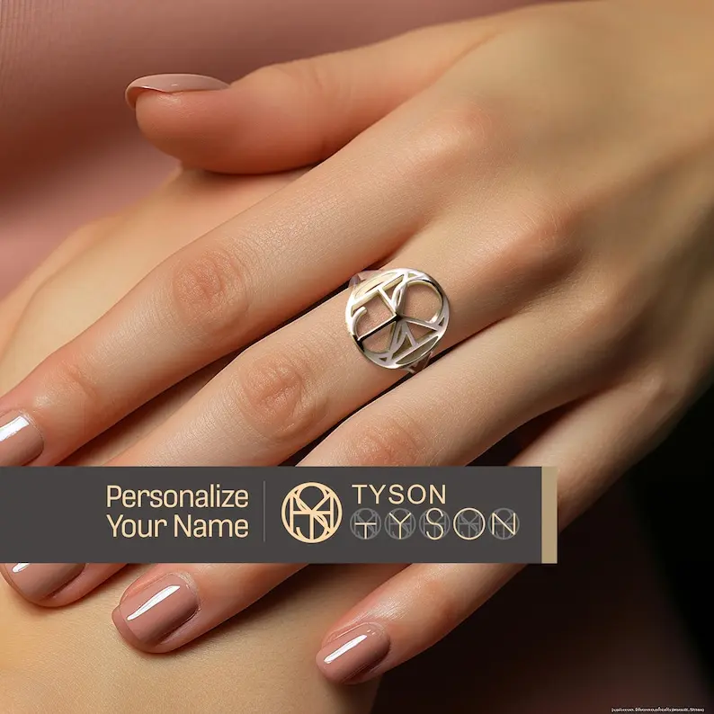 Name Logo Ring, Custom Shape Ring, Gift For Her, Logo Ring, S925 Silver Ring, Unique Ring, Personalized Ring, One of a kind Gift