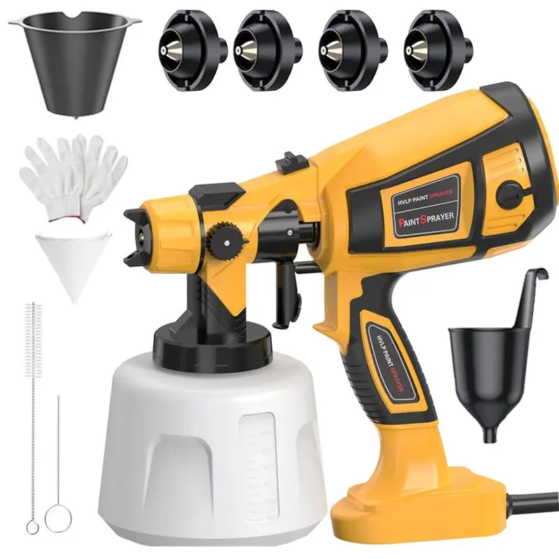 Handheld Paint Sprayer, 1000W HVLP Model with Accessories (Cleaning Joints, Blowing Joints, 4 Nozzles, 3 Spray Patterns) - Boosts Efficiency, Ensures Durability & Easy Cleaning for Furniture, Cabinets