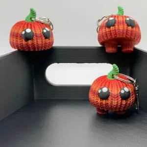 3D Printed Crocheted Pumpkin keychain