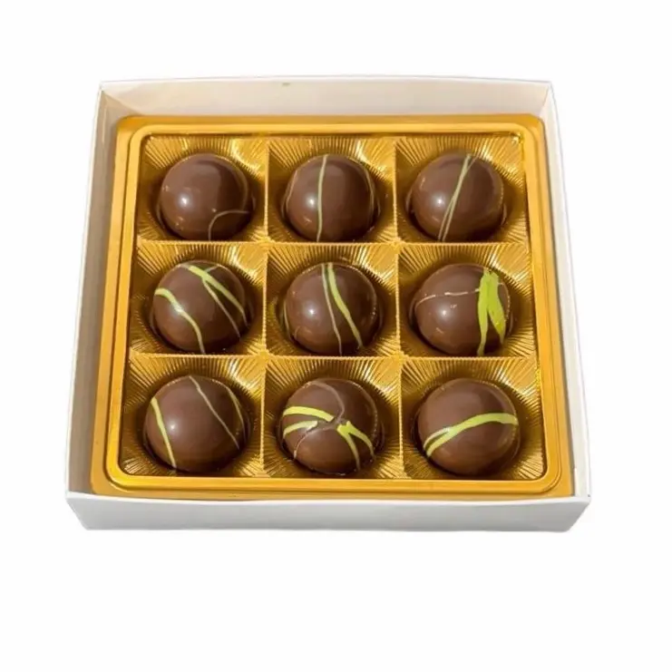 Premium Dubai Chocolate Bites Snack - 3.49oz Milk Chocolate Candy with Kadayif, Pistachio Cream Flavor - 9 Balls Luxury Sweets Dessert Treat Box for Party Snacks