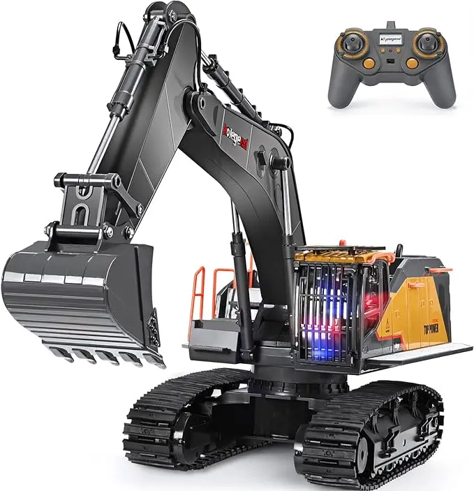 Kolegend 1/14 Scale RC Controlled Excavator Toy, 22-Channel Remote Control Construction Digger, Metal Shovel, Fully Functional Arm, Hobby Grade Vehicle for Boys