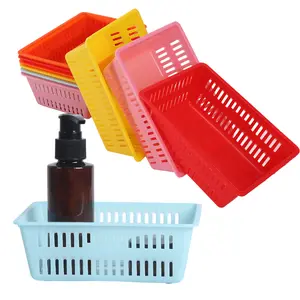 10pcs/set Colored Plastic Office Desktop Storage Baskets, Versatile Rectangular Storage Basket for Desktop, Ideal for Stationery, Snacks And Jewelry, ﻿ gift women room decorations