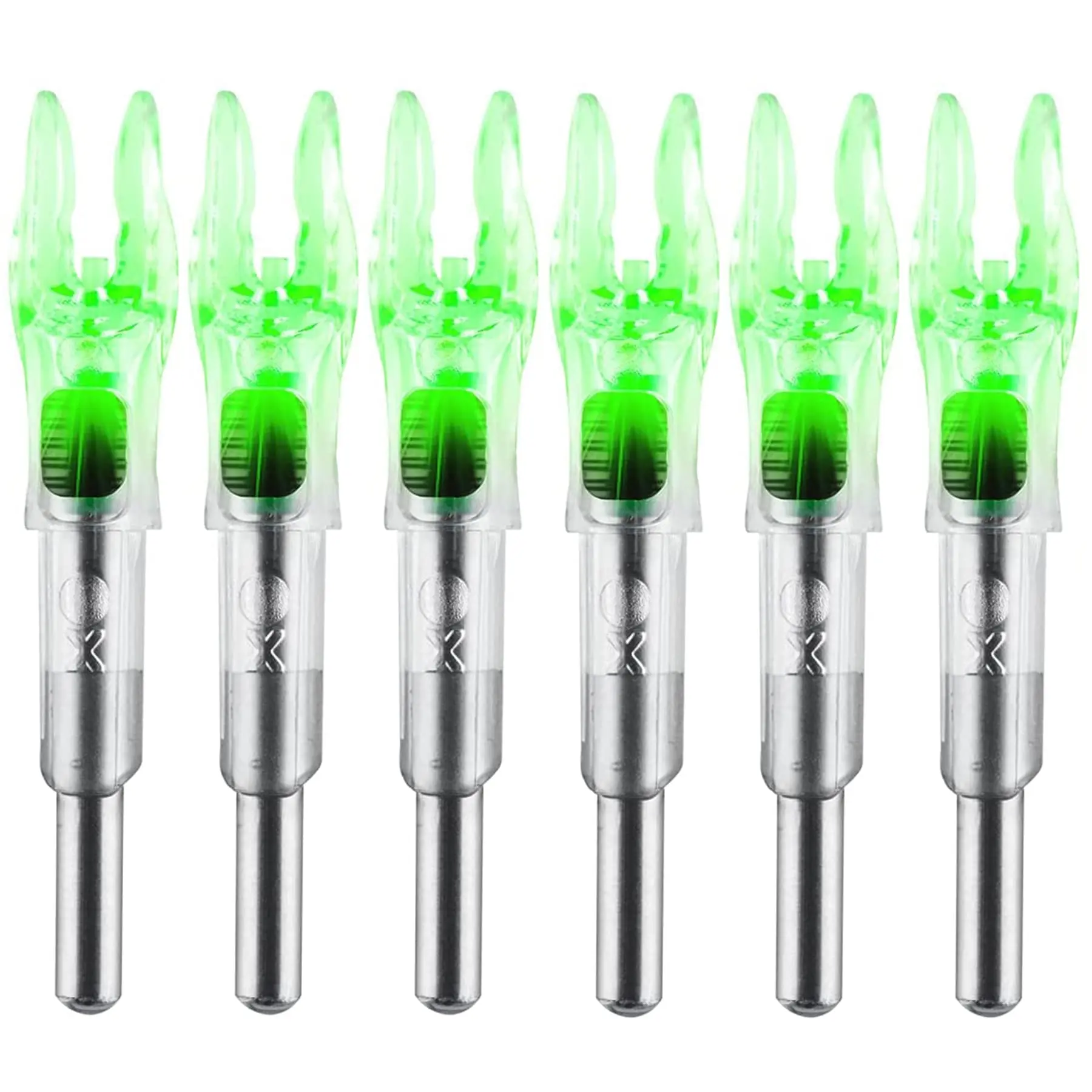 6PCS X Lighted Nocks for Arrows with .204 .233 .244 .246 Inside Diameter with H, S, GT Bushings High-Visibility LED Arrow Nocks, ON/Off Switch Included