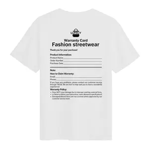 Our T-shirts and product online warranty cards | 200g 100% Cotton Heavyweight | Fashion Streetwear Warranty Card Graphic T-Shirt | Unisex Casual Short Sleeve |Trendy Minimalist Tee for Men & Women