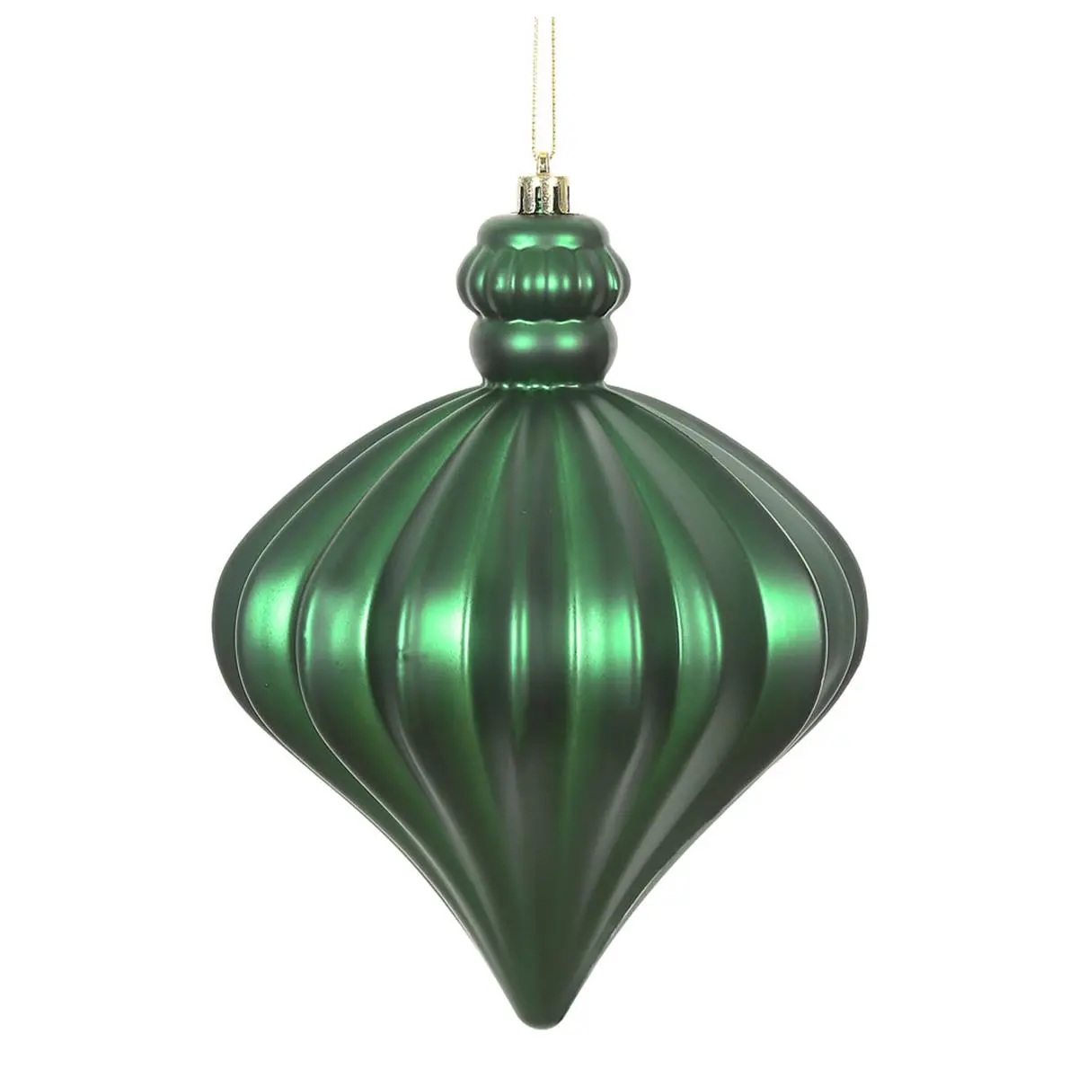 The Drop 6 in. Plastic Emerald Matte Onion Drop Christmas Hanging Ornaments, 4-Piece Home Decor Ornaments per Bag