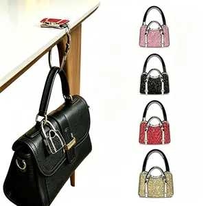 Foldable Handbag Hanger Hook, Portable Purse Holder for Table, Travel-Friendly Folding Bag Hook, Exguisite and Fashionable Handbag Accessory, Gift for Girls ,Travel Essential Compact Pursehook Tote Bag Shoulder Bag