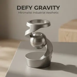 Metal Gyroscope Desk Spinner, Smooth Rotating Orb Illusion Fidget Toy, Premium Brushed Alloy Stress Relief Desk Decor, Silent Office Relaxation Toy