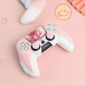 Silicone Game Controller Protective Case with Touch Screen Sticker & Rocker Cap, 1pc Durable Fashion Design Game Controller Protector Cover for PS5 Gaming Accessories