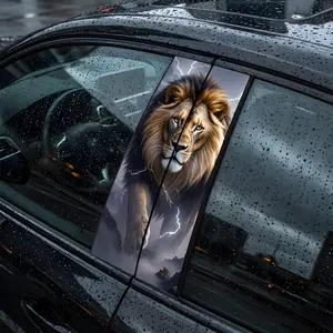 Male Lion Car B-pillar Sticker Vinyl Personalized Creative Waterproof Window Decoration Car Door Trim Sticker Truck Funny Decals Stylish Car Merch Car Accessories