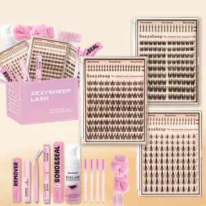 Mixed Style False Eyelash Kit, Manga Look Lash Extension with Glue, Remover, Mascara, Tweezers, Brushes, Headband, Wristbands, Christmas Gift, Eyelash Set