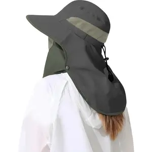Outdoor Sun Hat Detachable Neck Face Flap UPF 50+UV Protection Visor Fishing Hats with Neck Flap for Men & Women