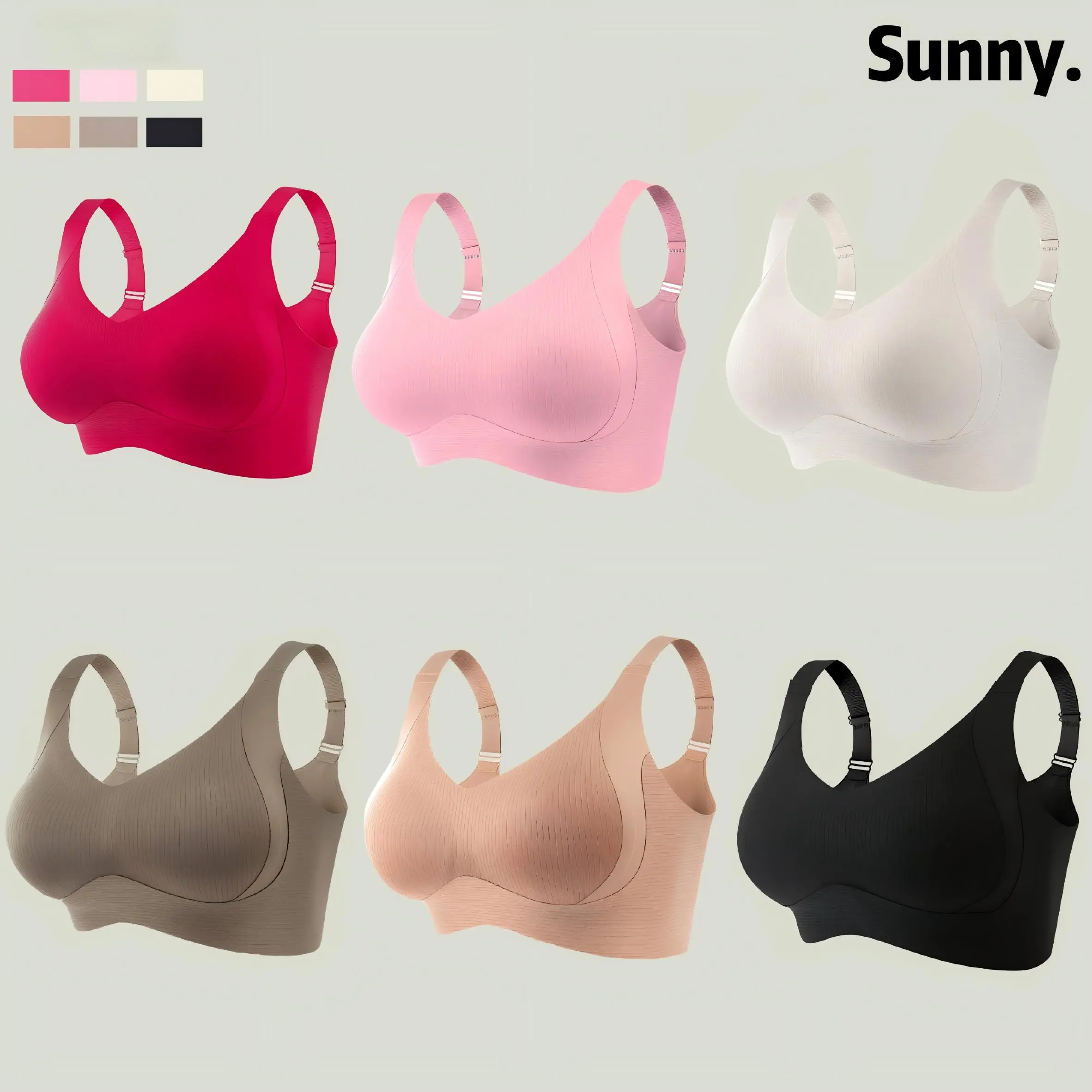 C Women's solid color wireless bras in 5-piece/4-piece/3-piece packs, comfortable, breathable, elegant, seamless push-up bras, women's underwear, soft underwear suitable for all seasons.