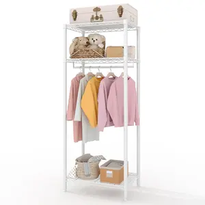 Heavy Duty 3-Tier L-Shaped Freestanding Clothes Rack – Adjustable Metal Shelving – Large Garment Organizer for Hanging & Folding Clothes – 684 lbs Load – Space-Saving Closet Storage for Bedroom, Dorm, Laundry