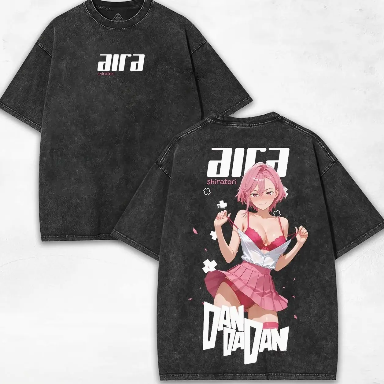 DAN DA DAN Anime Shiratori Aira T-shirt For Men's Clothing Vintage Washed Oversized T Shirt Summer Short Sleeve Cotton Tees Tops 4