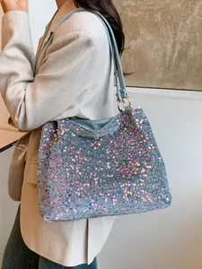 Women's Fashionable Sequin Design Shoulder Bag, Casual Versatile Tote Bag for Daily Commuting, Trendy All-match Commuter Bag for Work, Shopping Bag, Elegant Commuter Bag