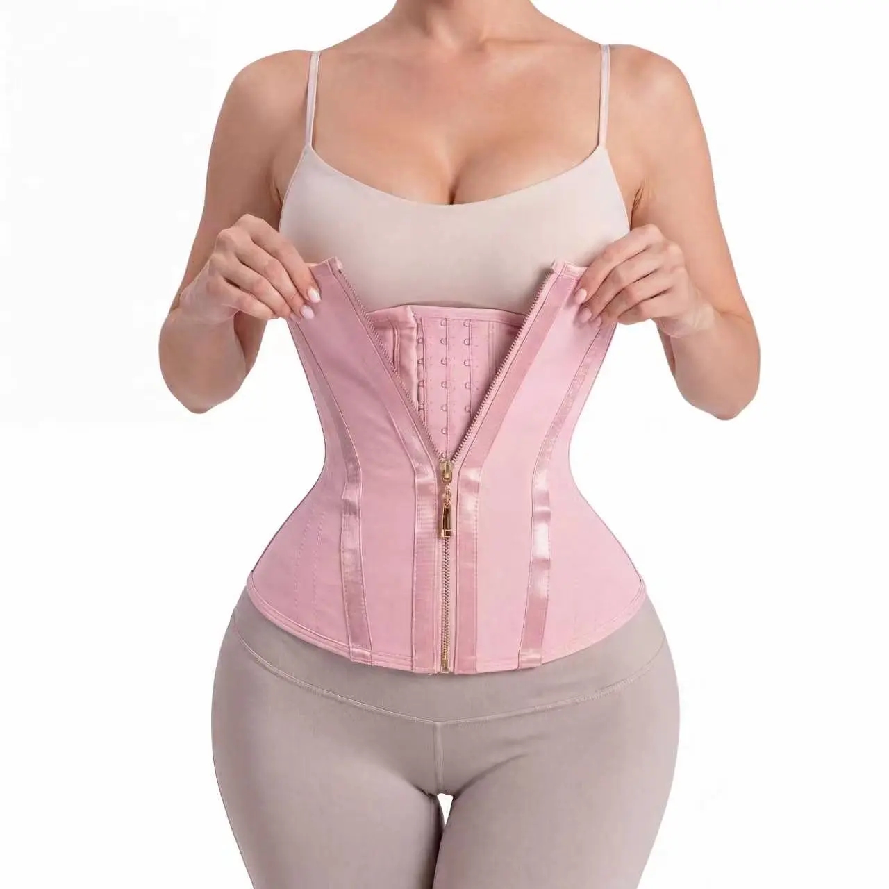 CZXMY Women's Adjustable Strap Hook & Eye Closure Zipper Waist Trainer Girdle - High-Stretch Breathable Elastic Compression Mesh Shapewear with Tummy Control, for Postpartum Recovery, Postpartum Workout, Athletic Sports Clothes Everyday Use