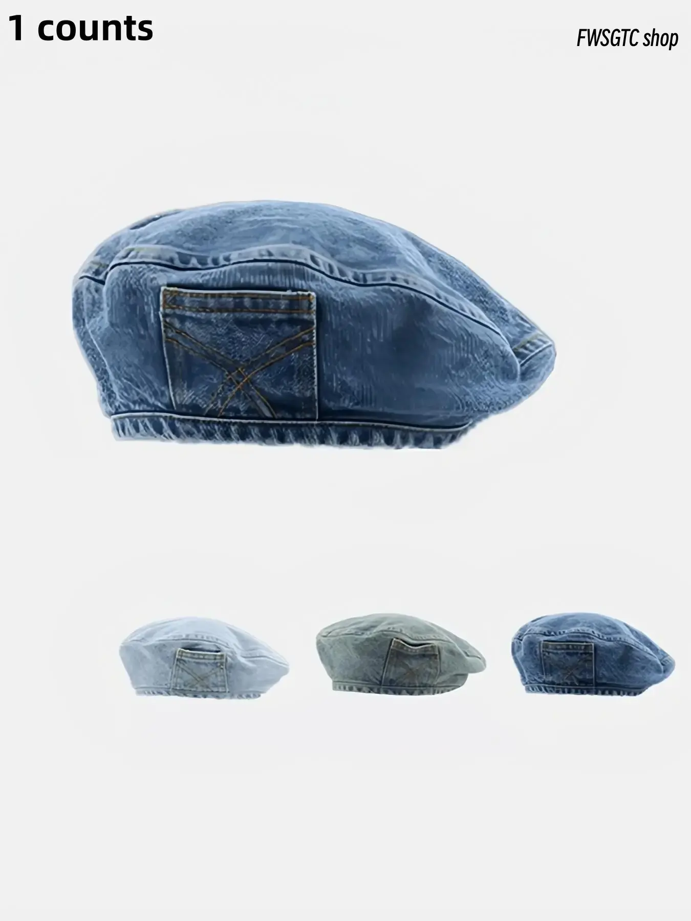 Women's Vintage Washed Denim Beret - Classic Retro Soft Comfortable Headwear, Versatile Accessories for Women, Stylish Casual Outdoor Hats for Daily Outfit Matching, Hats For Women