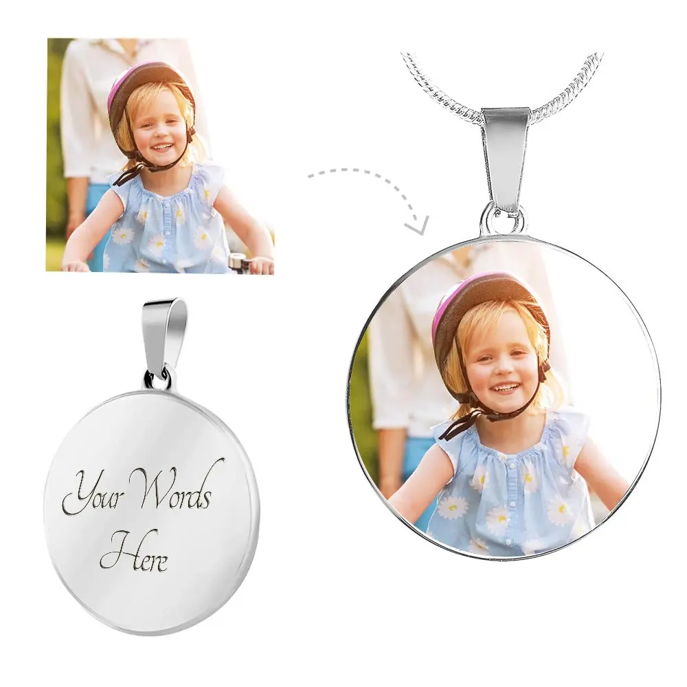 Customized circle photo necklace