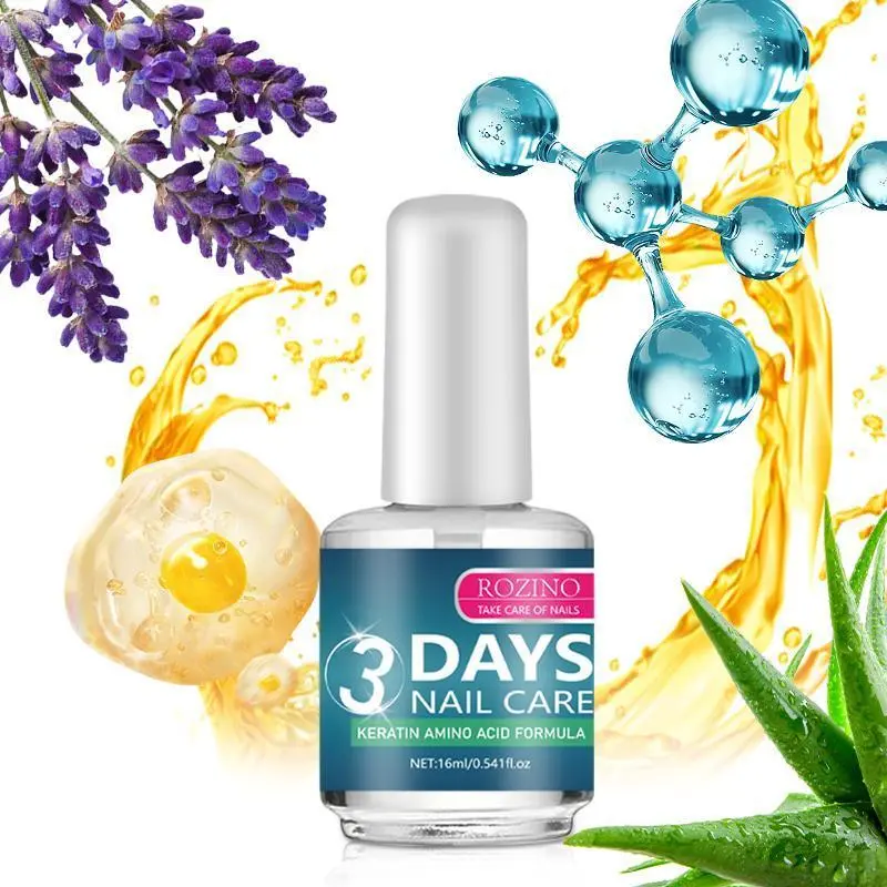 【Summer Sale Deals】ROZINO 3 Days Nail Care Formula with Keratin Amino Acid & Aloe for Superior Nail Nourishment 16ml Bottle for Healthy Nails Manicure