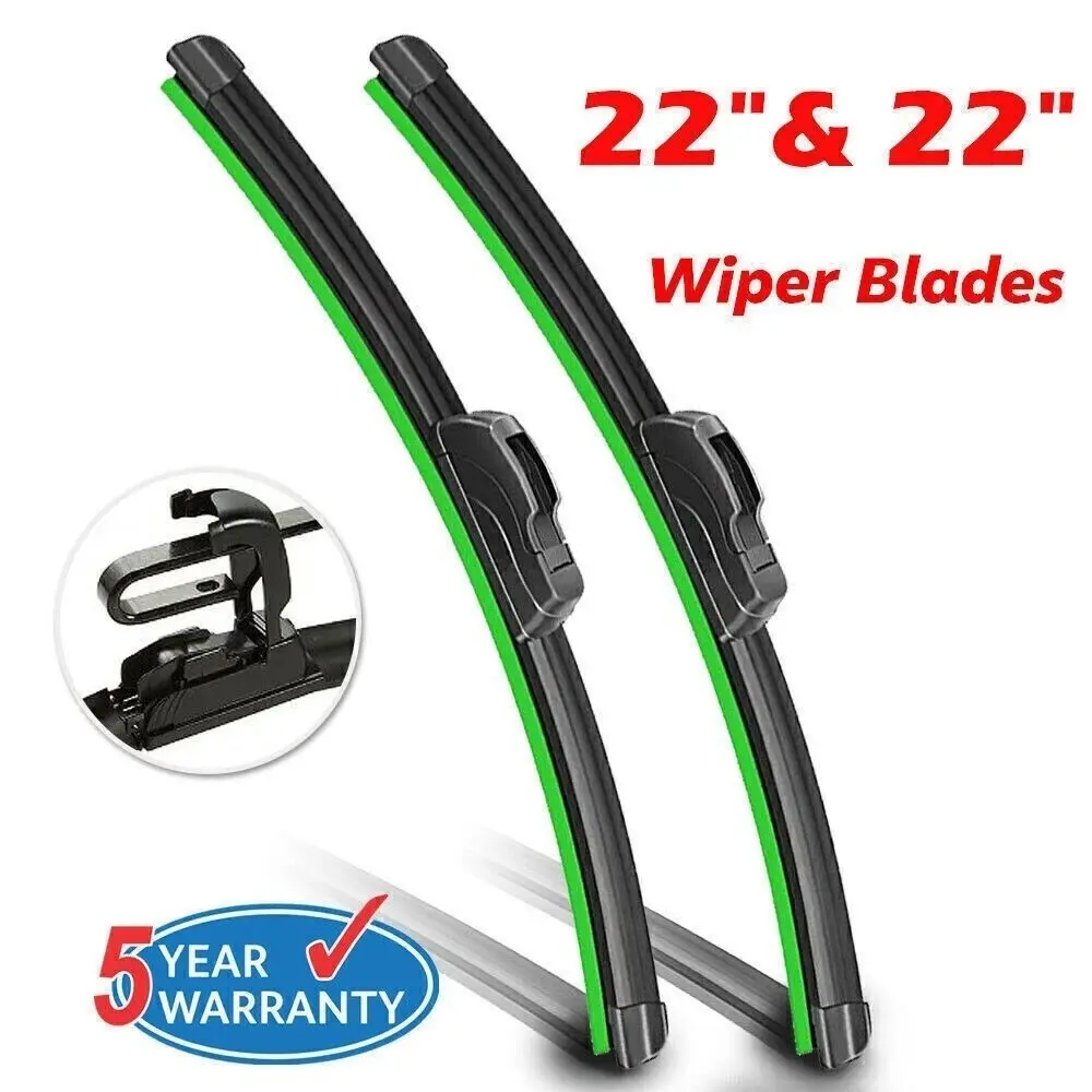 2-Pack 22in Front Windshield Wiper Blades Auto Parts - J-Hook Arm, Heat-Resistant All-Season Rubber Replacement, Quiet Smooth Wipe, Snow & Ice Prevention, Aerodynamic, Dupont Coat, High-Quality Features