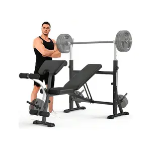 Standard Weight Bench with Preacher Curl Pad & Leg Developer - 900lbs Capacity Full-Body Workout Bench Press Set for Home Gym