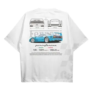 F40 Pininfarina Aesthetic Tshirt, F40 Blueprint T-Shirt, F40 Vintage Shirt Menswear Top Underwear Streetwear BLUE Tropical