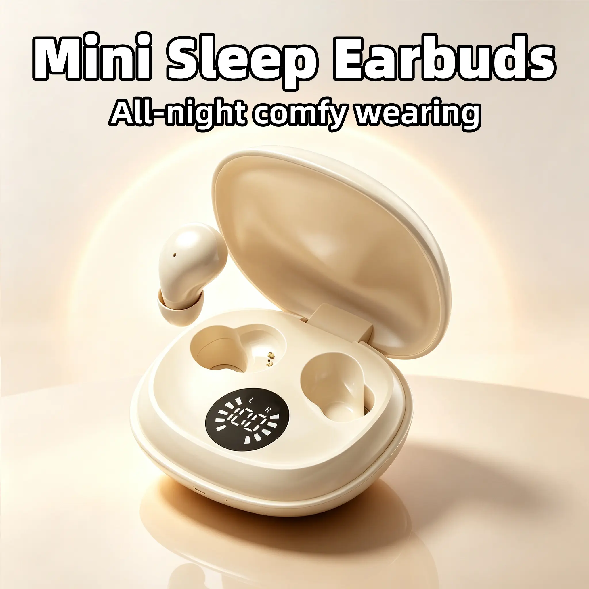 Ultra-Mini Invisible Bluetooth Sleep Earbuds - Ergonomic Snug Fit, Painless Side Sleeping, All-Night Comfort, Balanced Transparent Sound, Digital Power Indicator Charging Case, Ideal for Business Travel & Office Naps