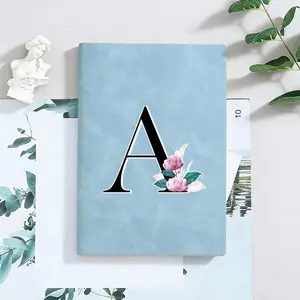 A5 Soft Faux Leather Notebook Daily Office Notepad, Office Stationery Supplies, Ultra Thick Student Notebook for Work, School & Note Taking Comfortable Touch, A-Z Letter Lotus Pattern Cover Ideal for Back to School