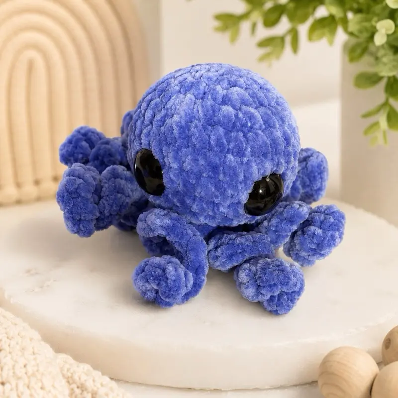 Crochet Mini Octopus, Handmade Stuffed Animal Toy for Kids, Soft Plush Decor Gift