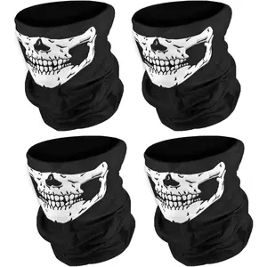 Balaclava Skull Mask 4 count Ghost Face Mask Neck Gaiter for Men Skeleton Mask Motorcycle Face Mask Gator Mask Call of Duty Ghost Mask for Outdoor Sports Black