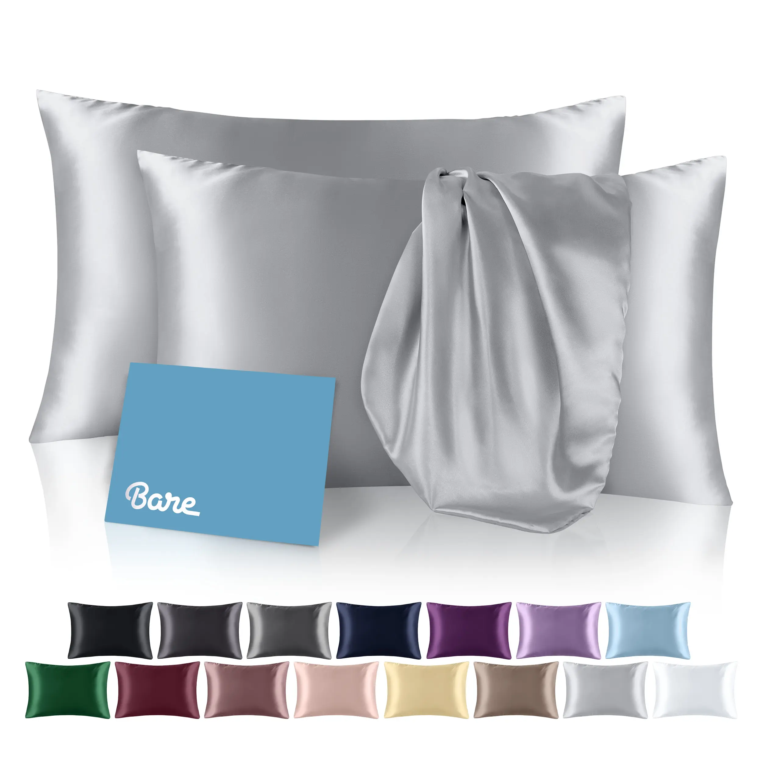 Bare Home Hair-Safe Satin Pillowcase Set with Envelope Closure, Polyester Satin Bedding Set, Polyester Bedding Set