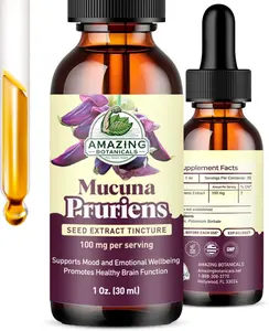 Amazing Botanicals Organic Mucuna Pruriens Herbal Tincture - Alcohol-Free, Non-GMO, No Glycerin Health & Wellness Dietary Supplement, Edible Liquid Extract, 30ml/1oz, Botanical